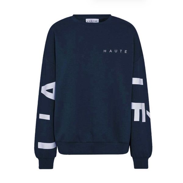 Maxi Split Logo Sweat - Navy 
