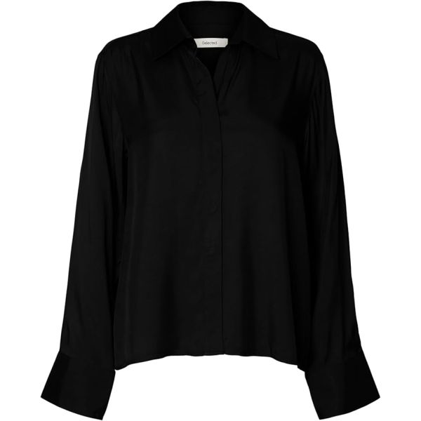 Jonna Reg Open Collar Shirt - Black 