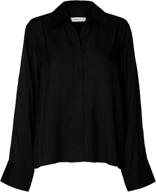 Jonna Reg Open Collar Shirt - Black 