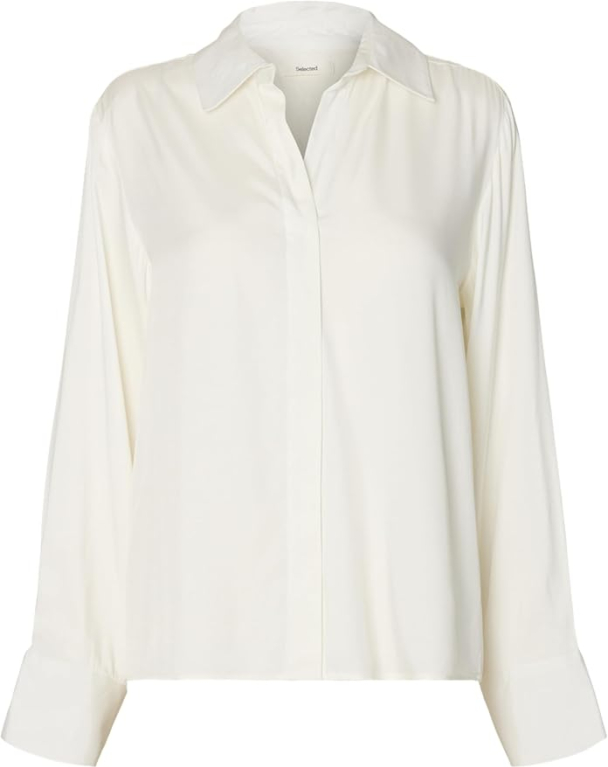 Jonna Reg Open Collar Shirt - Egret  