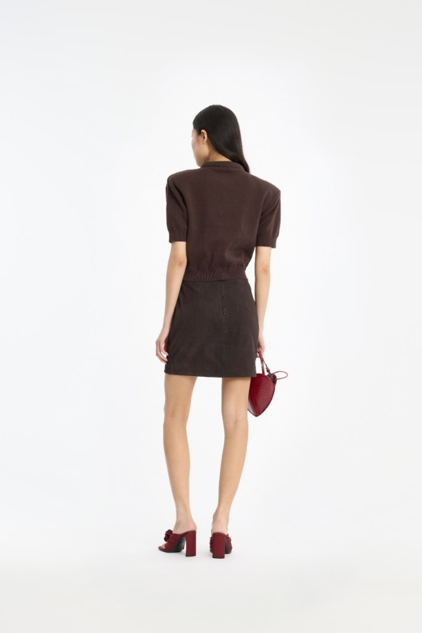 Suede Mini Skirt - Ganache  - Image 2
