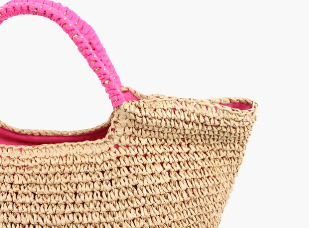 Lagre Straw Bag - Pink - Image 2