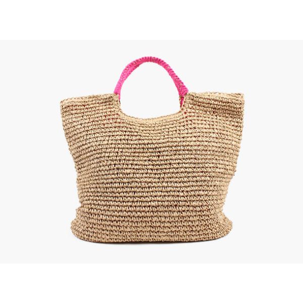Lagre Straw Bag - Pink