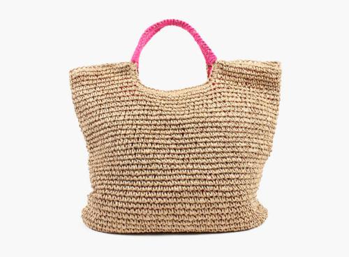 Lagre Straw Bag - Pink