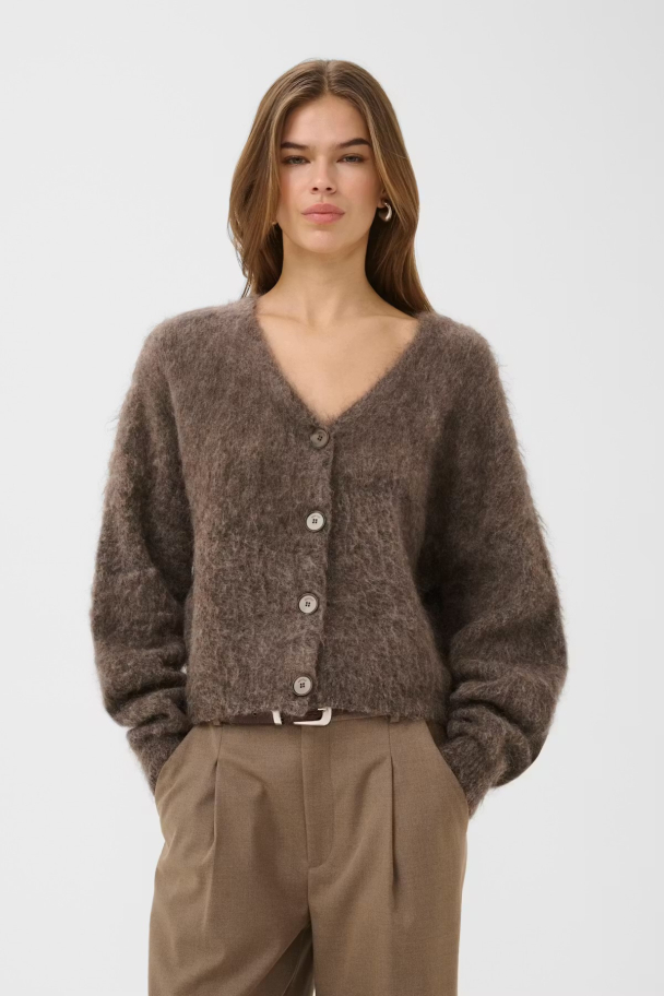 Debbie V Cardigan - Chestnut Melange - Image 5