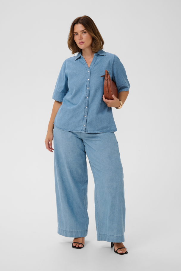 Kaffe Curve Jada kortermet denimskjorte - Image 2