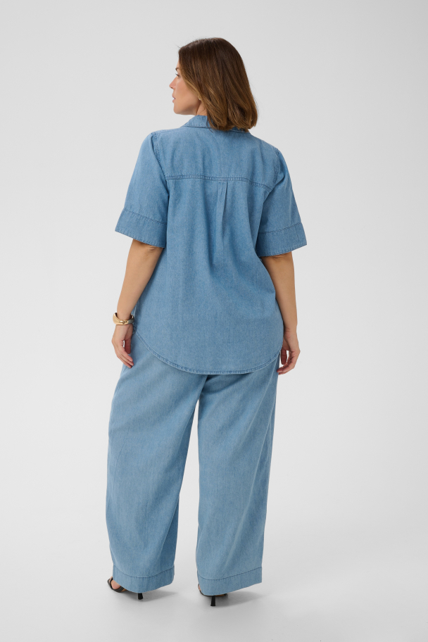 Kaffe Curve Jada kortermet denimskjorte - Image 3