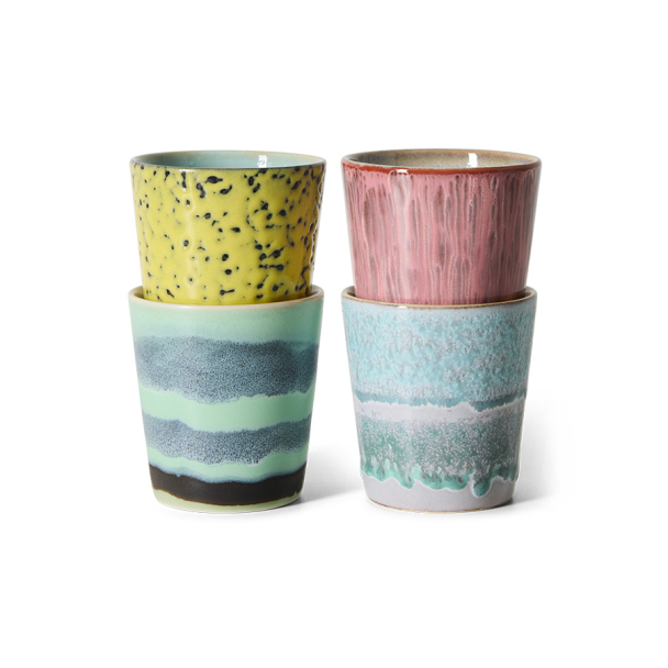 70s ceramics: coffee mugs Pop art -  Set of 4 - Image 1