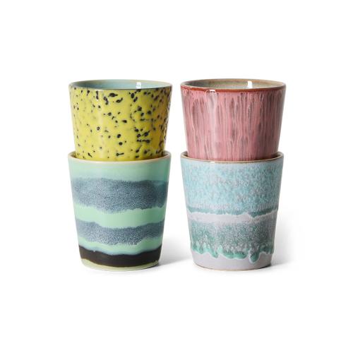 70s ceramics: coffee mugs Pop art -  Set of 4