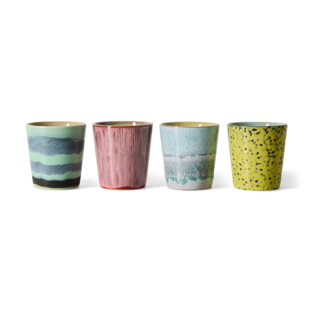 70s ceramics: coffee mugs Pop art -  Set of 4 - Image 2
