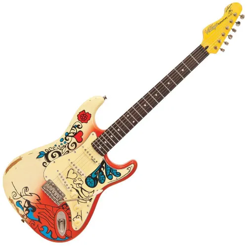 GITAR ELEKTRISK Vintage V6 Thomas Blug Signature Electric Guitar ~ 'Summer of love'