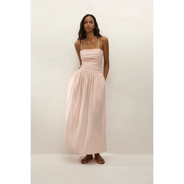 Portlligat Maxi Dress - Carmen Stripe & Peony White 