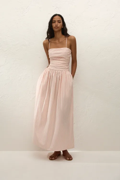 Portlligat Maxi Dress - Carmen Stripe & Peony White 