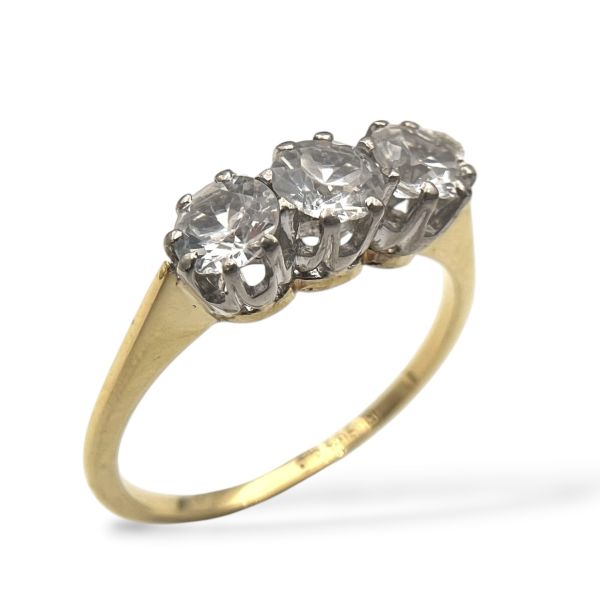 Klosterfoss Vintage - Gult gullring tre cubic zirkoniaer 585