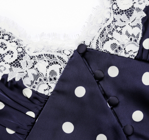 Navy Polka Dot Satin Mini Dress - Navy - Image 5