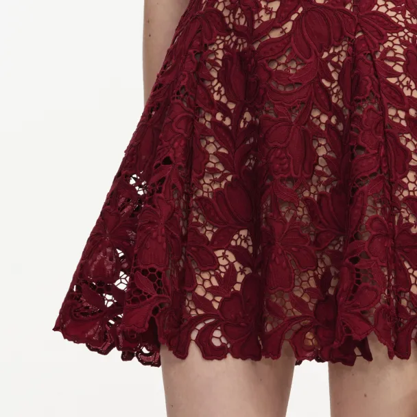 Burgundy Lace Mini Dress  - Image 3