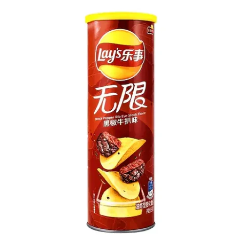 LAY’S STAX POTATO CHIPS UNLIMITED BLACK PEPPER RIB EYE STEAK FLAVOR 90G X 24 PCS (CHI)