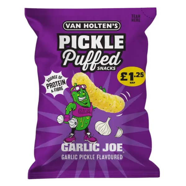VAN HOLTEN’S GARLIC JOE GARLIC PICKLE PUFFED SNACKS BAG 50g