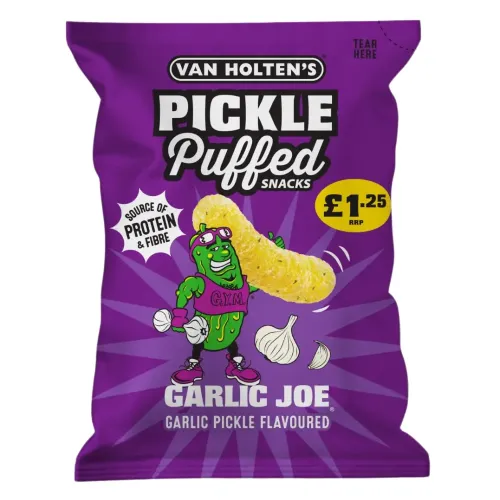 VAN HOLTEN’S GARLIC JOE GARLIC PICKLE PUFFED SNACKS BAG 50g