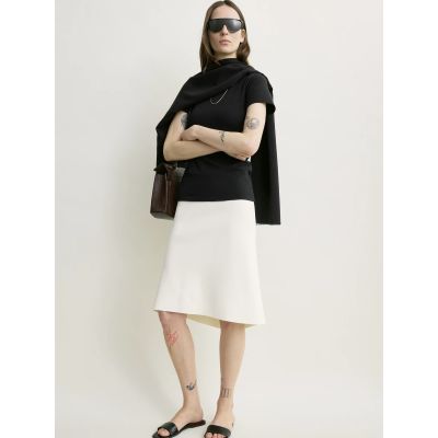 Dipped Knit Skirt White