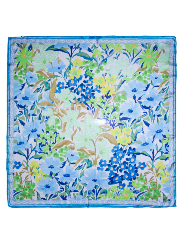 Skjerf Firkantet Blomster Blå 786774 - Image 2