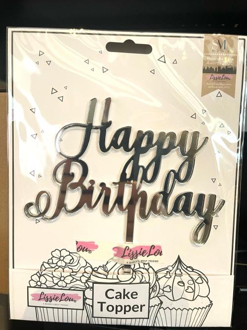 Kaketopper Happy Birthday Mirror Silver Acrylic