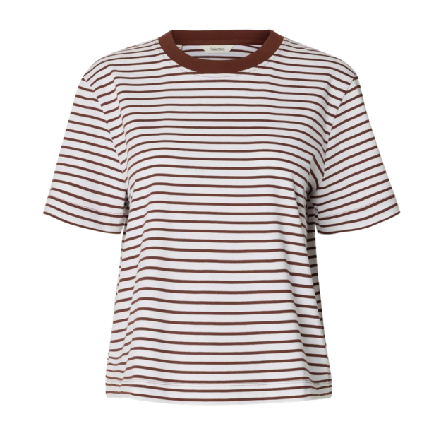 Essential - Striped Boxy  Tee -  Cherry Mahogny - Image 2
