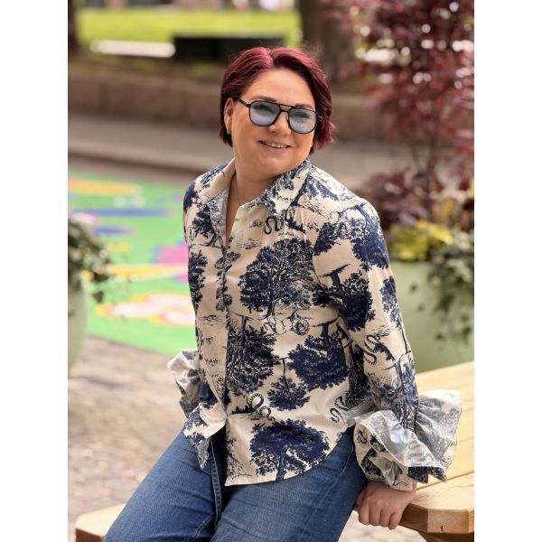 Pearla Blouse Blue Print