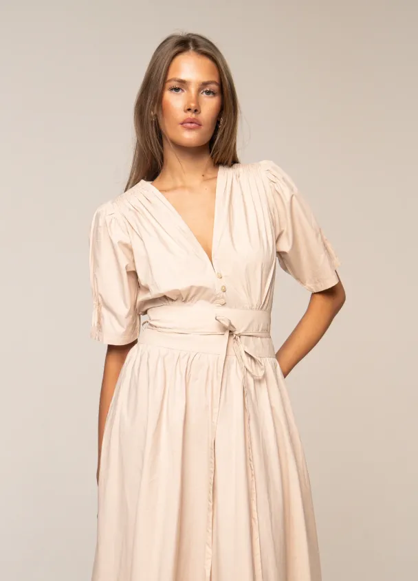 Maria Dress - Golden Beige Poplin  - Image 2