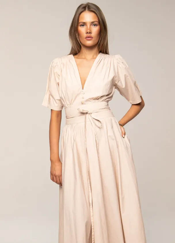 Maria Dress - Golden Beige Poplin  - Image 3