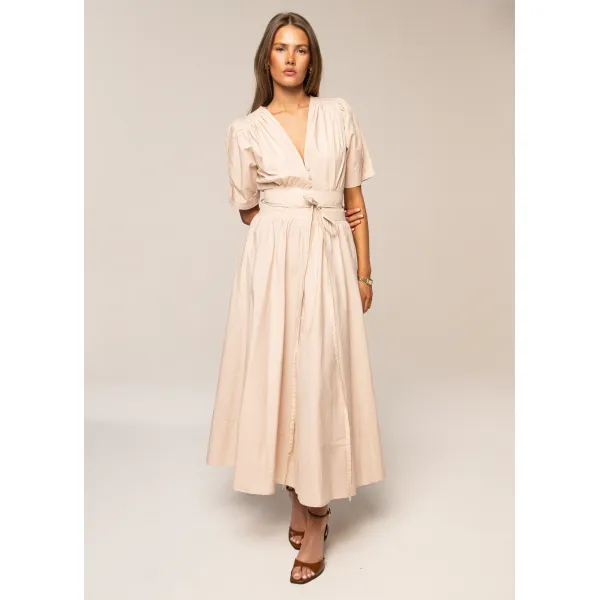 Maria Dress - Golden Beige Poplin 