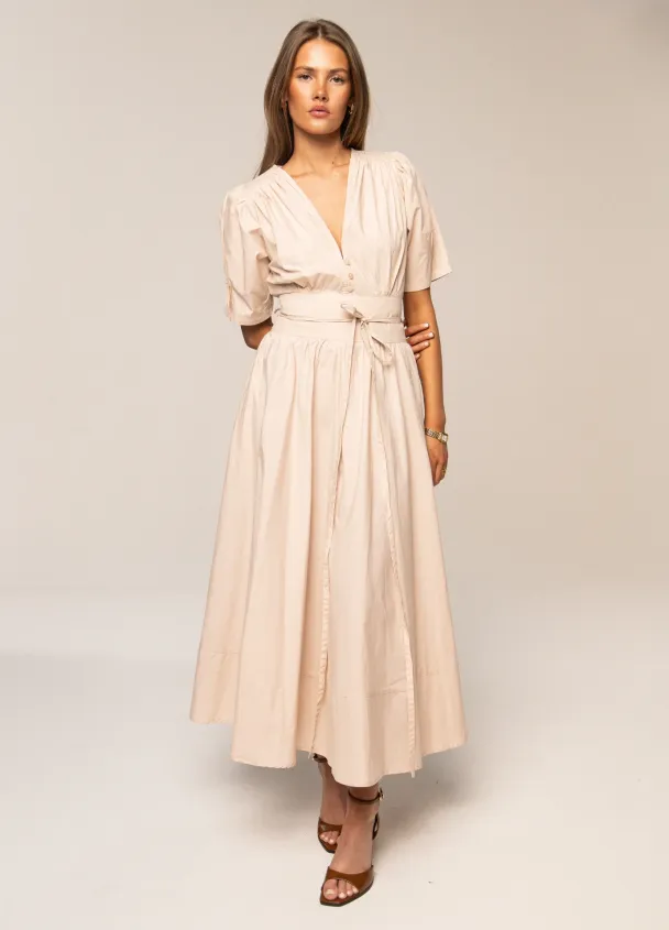 Maria Dress - Golden Beige Poplin  - Image 1
