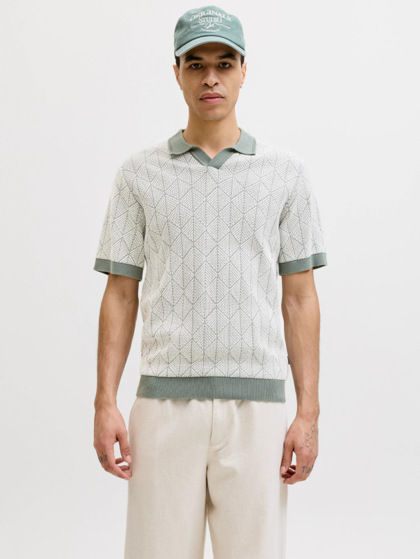 JPRBLUBLAKE STRUCTURE KNIT SPLIT NECK SS - Image 3