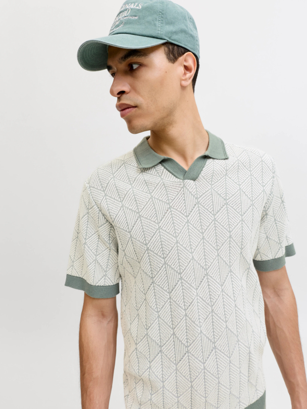 JPRBLUBLAKE STRUCTURE KNIT SPLIT NECK SS - Image 4
