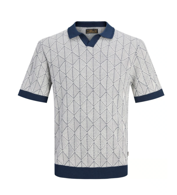 JPRBLUBLAKE STRUCTURE KNIT SPLIT NECK SS