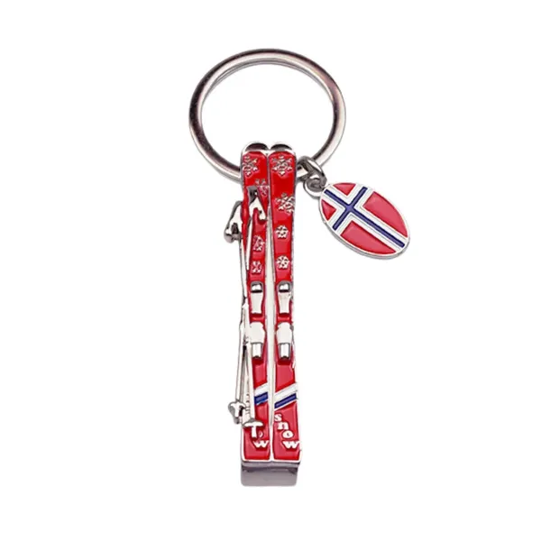 Nøkkelring, flaskeåpner og ski, Norsk flagg