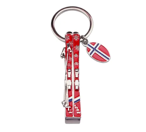 Nøkkelring, flaskeåpner og ski, Norsk flagg