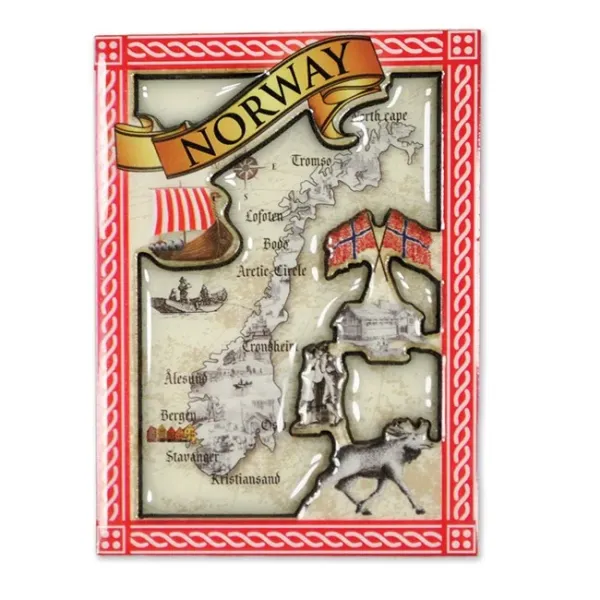 Magnet i tre 3D, Norgeskart antikk
