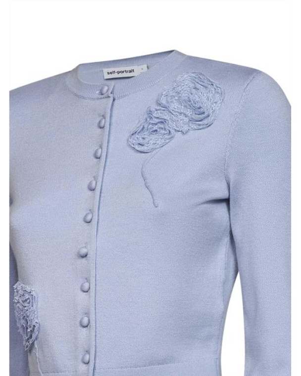 Flower Knit Cardigan - Blue  - Image 2