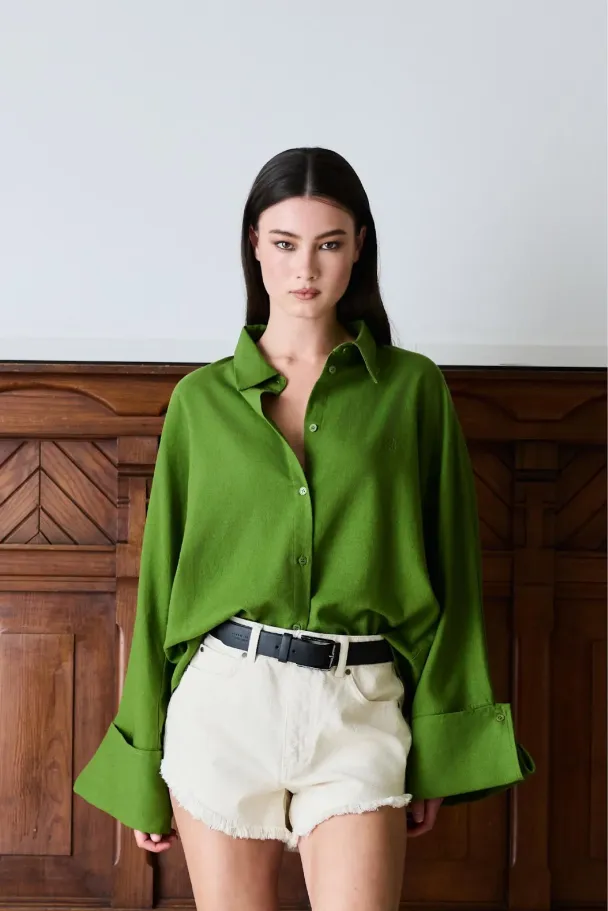 Atari Linen Shirt - Leaf Green   - Image 3