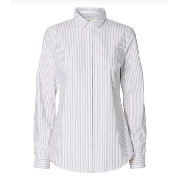 Romie Striped Fitted Shirt - Bright White/ Delicioso