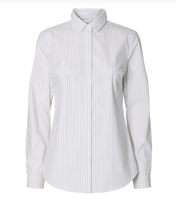 Romie Striped Fitted Shirt - Bright White/ Delicioso