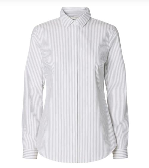 Romie Striped Fitted Shirt - Bright White/ Delicioso