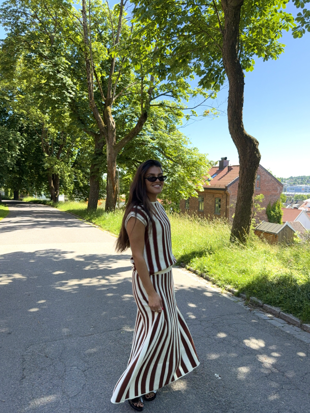 Lina Knit Long Skirt - Birch/Cherry Mahogany  - Image 2