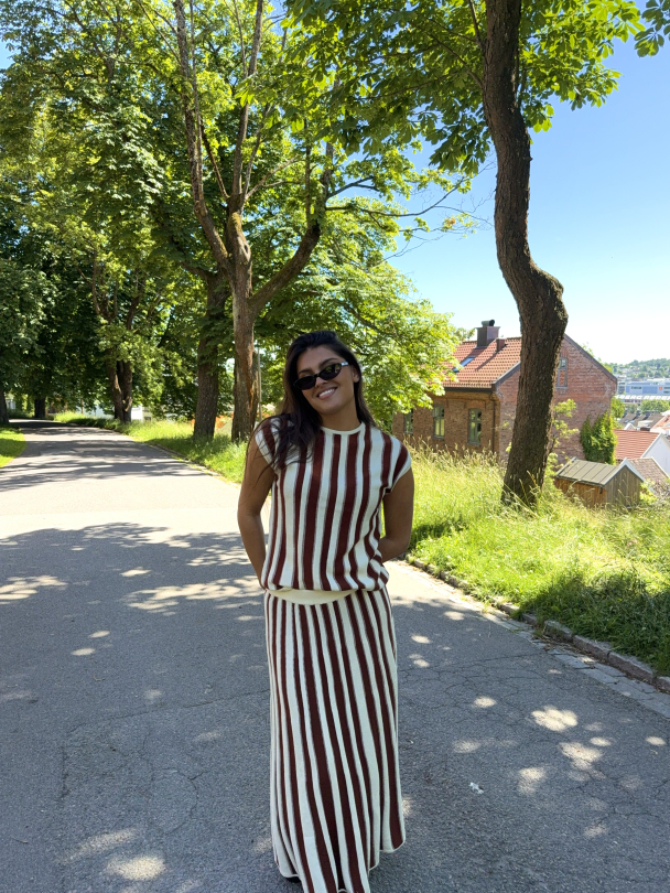 Lina Knit Long Skirt - Birch/Cherry Mahogany  - Image 3