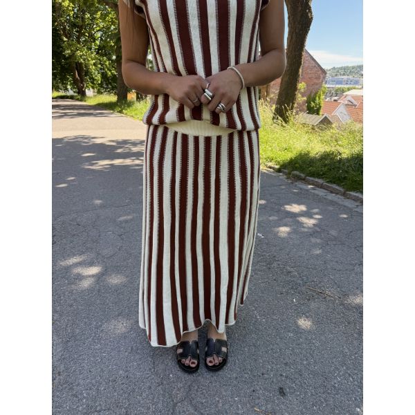 Lina Knit Long Skirt - Birch/Cherry Mahogany 