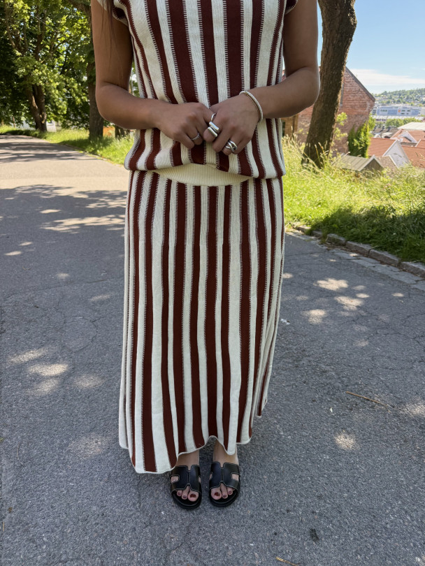 Lina Knit Long Skirt - Birch/Cherry Mahogany  - Image 1