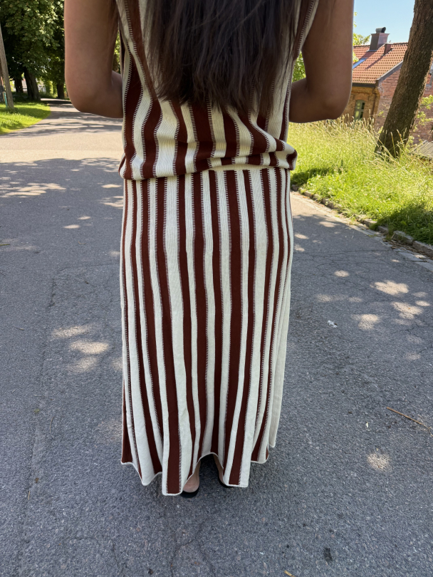 Lina Knit Long Skirt - Birch/Cherry Mahogany  - Image 4