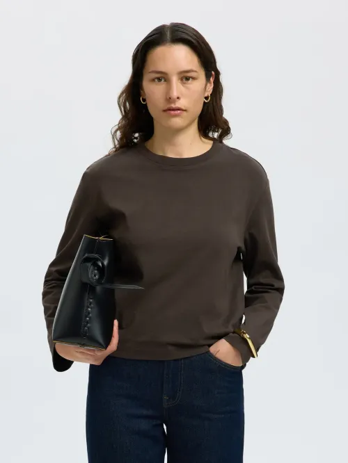 Essential Boxy Long Sleeve Brown