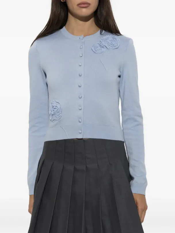 Flower Knit Cardigan - Blue  - Image 1